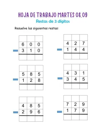 Restas de 3 dígitos