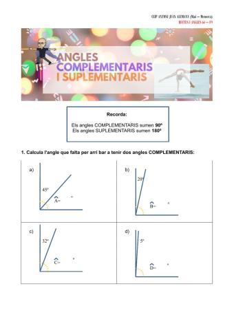 Angles complementaris i suplementaris