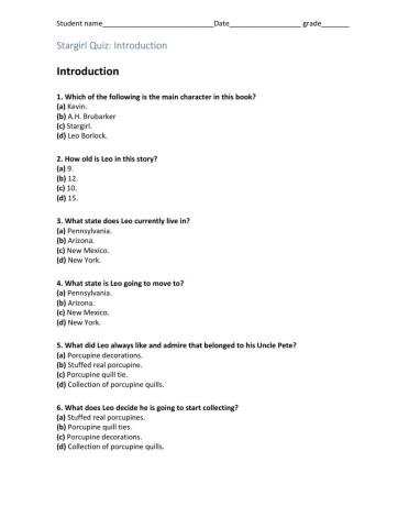Stargirl quiz introduction
