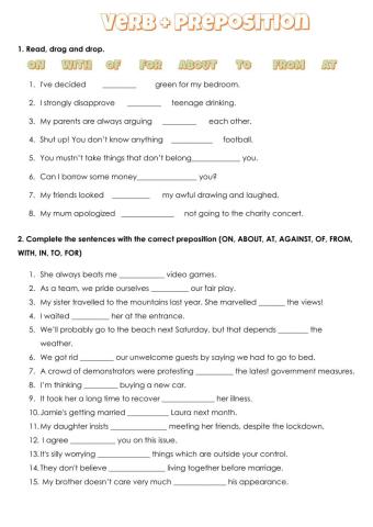 Practising verb + prepositions