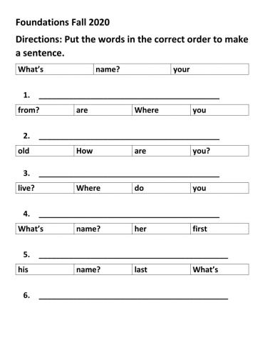 Order Sentences