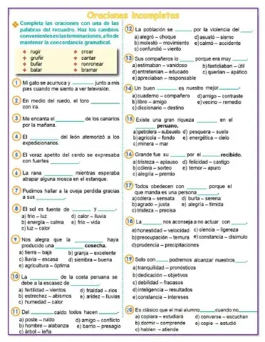 Oraciones incompletas