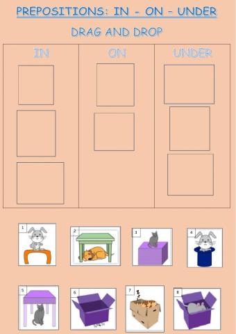 Prepositions: on, in, under