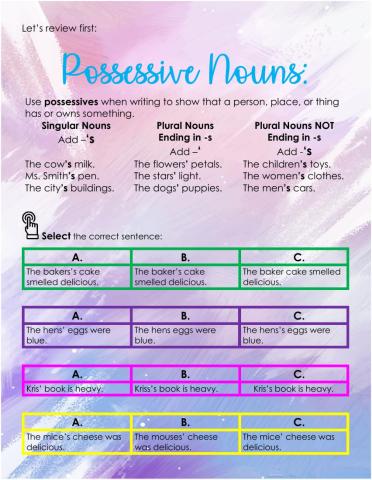 Third term questionnaire language structure