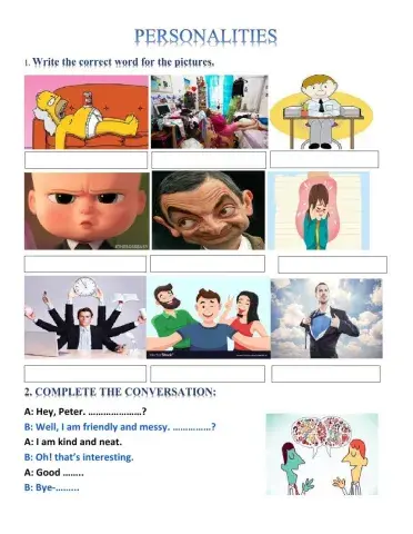 Personalities vocabulary