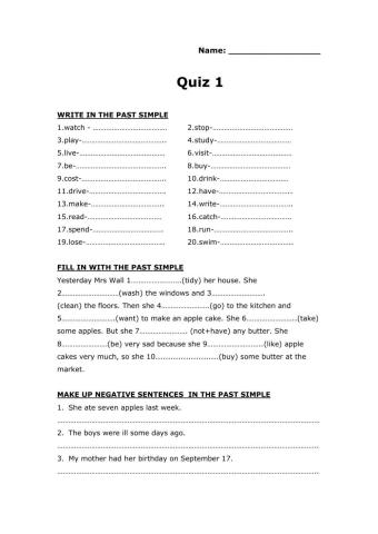 Past Simple Quiz