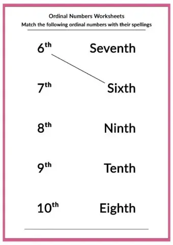Ordinal Numbers match