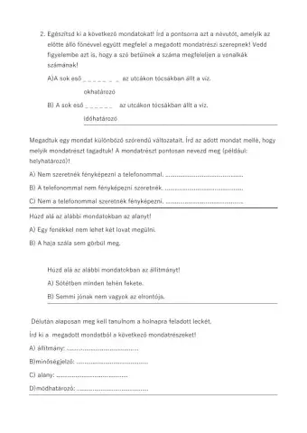 Felvételi - Mondatelemzés 1.