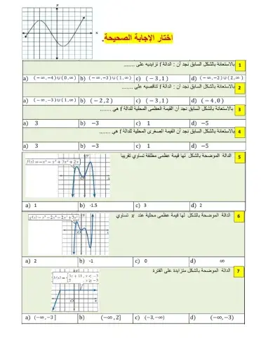 التزايد والتناقص والقيم القصوى للدالة