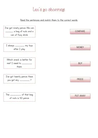 Let's go shopping! Shopping words