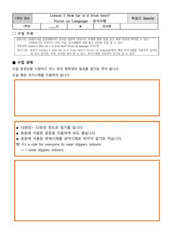 Focus on language -Wrting a diary