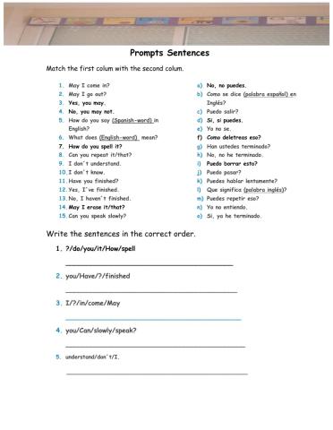 Prompts sentences