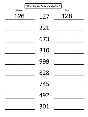 3-digit number - Before and After
