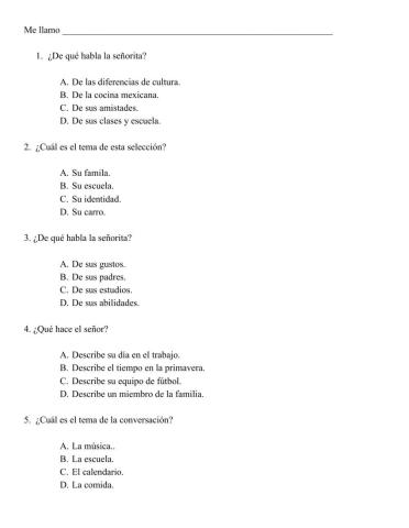 Listening Quiz - Spanish III