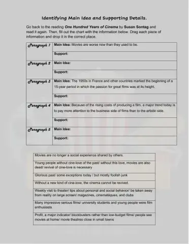 Identifying Main Ideas and Supporting details