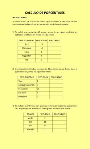 Porcentajes y estadistica