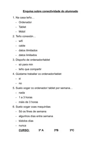 ENQUISA DE CONECTIVIDADE DO ALUMNADO
