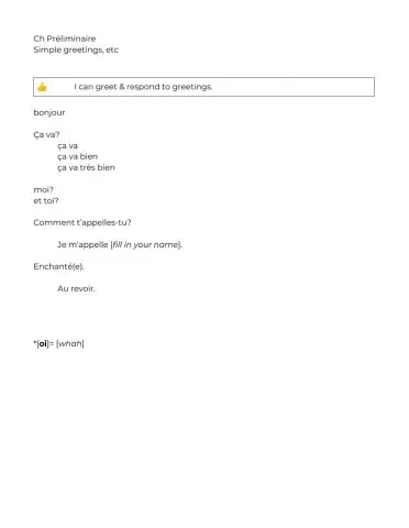 Basic French Greetings, etc