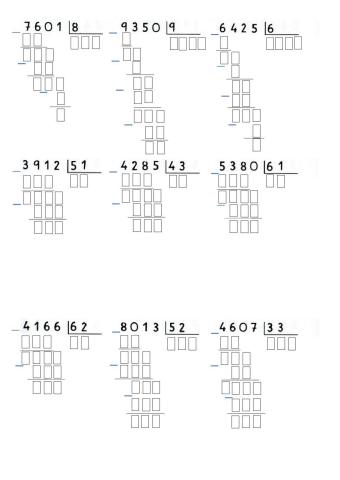 Divisiones por 2 cifras con resta