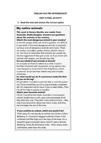 Unit 9 final activity