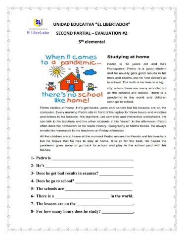 Reading comprehension: Studying at home.