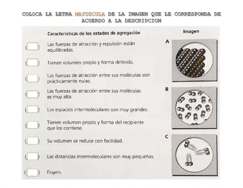 Caracteristica de los estados de agregacion