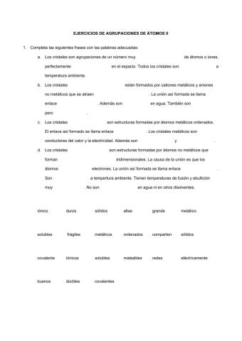 AGrupaciones de átomos ii