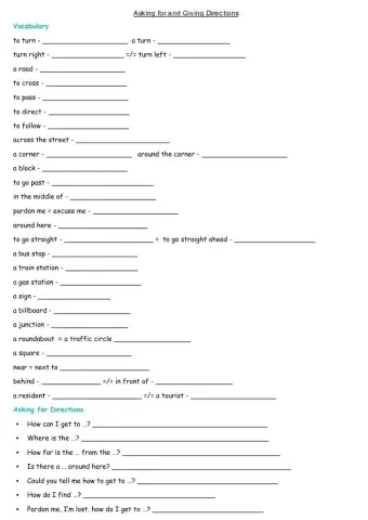 Asking for and Giving Directions Dina Shterengas