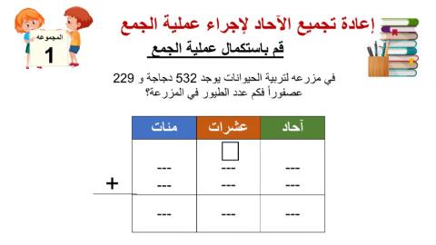 إعادة تجميع الآحاد لإجراء عملية الجمع levels
