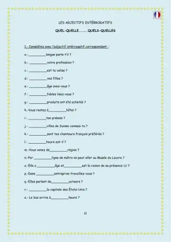 Adjectifs interrogatifs