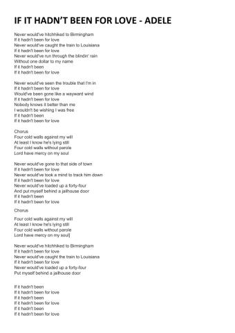 Adele-If it hadn't been for love-Complex Conditional Structures-MAC 3