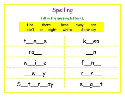 Spelling- Fill in the missing letter DJ