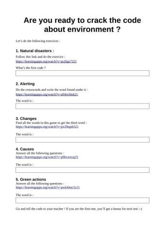 Vocabulary challenge on the environment