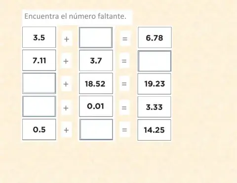 Tarjetas con decimales