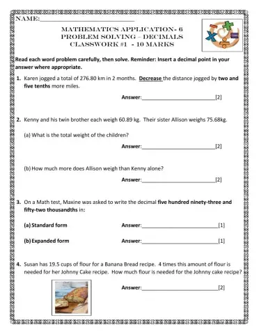 Problem Solving-Decimals