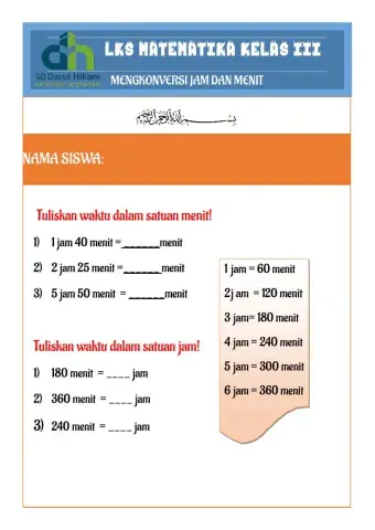 LKS Konversi Jam dan Menit