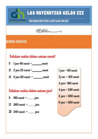 LKS Konversi Jam dan Menit