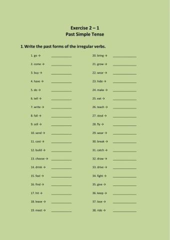 Exercise 2.1 Past Simple