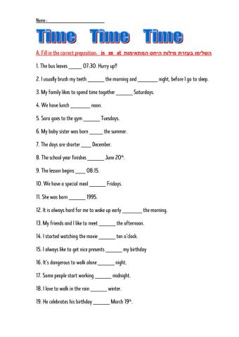 Time - prepositions & idioms