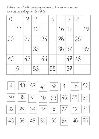 Jugamos con la tabla de los números