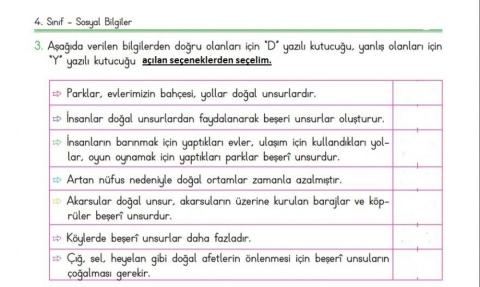 Doğal Beşeri Unsurlar Doğru - Yanlış