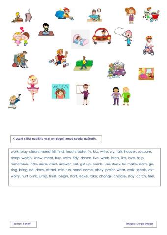 Common verbs in Present Simple Tense