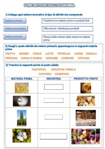 I tre settori dell'economia
