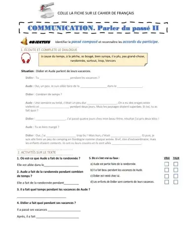 Parler du passé - Parler des vacances