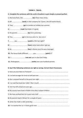 10th grade Theme 5 Worksheet