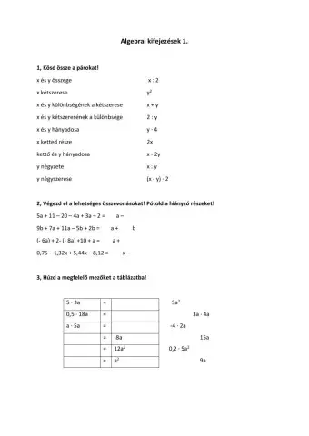 Algebrai kifejezések