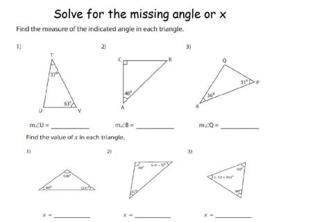 Triangles Solve for Missing Angle