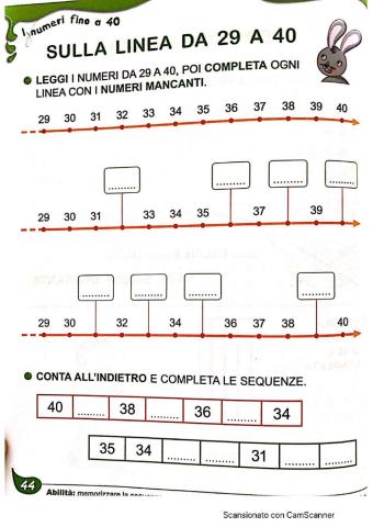 Sequenza numerica fino a 40
