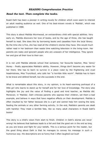 Reading comprehension Practice