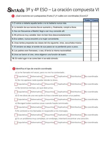 La oración compuesta: La oración yuxtapuestas y coordinadas